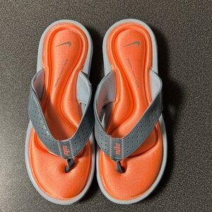 Nike ladies Vibrant Orange and Charcoal Sandals